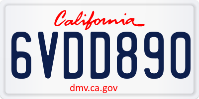 CA license plate 6VDD890