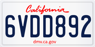CA license plate 6VDD892