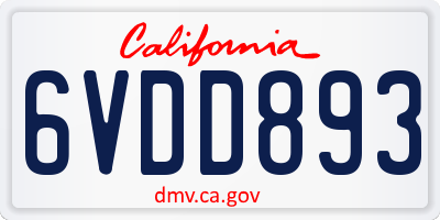CA license plate 6VDD893