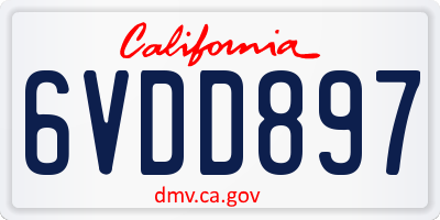 CA license plate 6VDD897