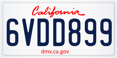 CA license plate 6VDD899