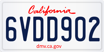CA license plate 6VDD902