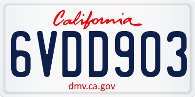 CA license plate 6VDD903