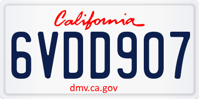 CA license plate 6VDD907