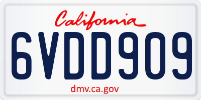 CA license plate 6VDD909