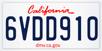 CA license plate 6VDD910