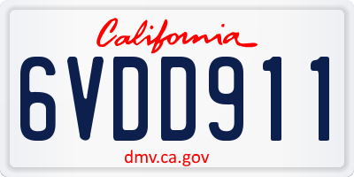CA license plate 6VDD911
