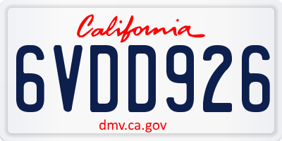 CA license plate 6VDD926
