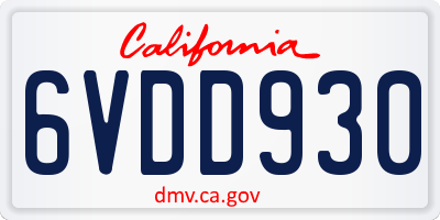 CA license plate 6VDD930