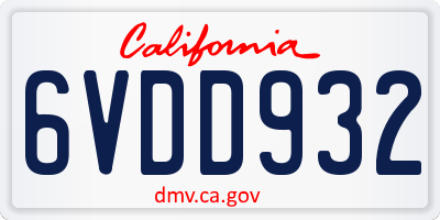 CA license plate 6VDD932