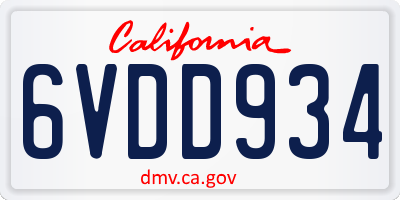 CA license plate 6VDD934