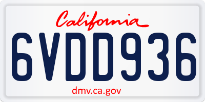 CA license plate 6VDD936