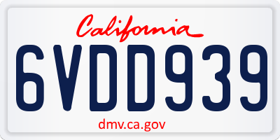 CA license plate 6VDD939