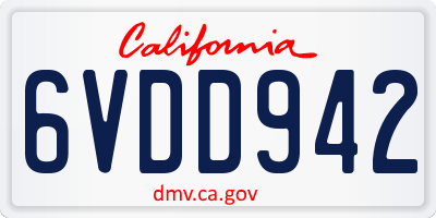 CA license plate 6VDD942