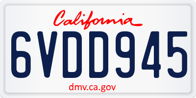 CA license plate 6VDD945