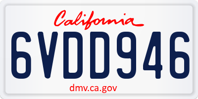 CA license plate 6VDD946