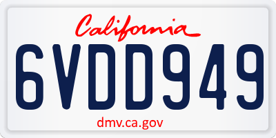 CA license plate 6VDD949