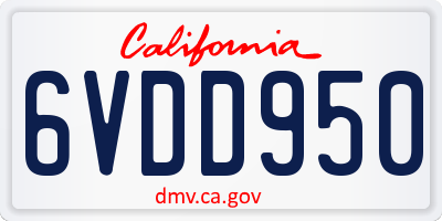 CA license plate 6VDD950
