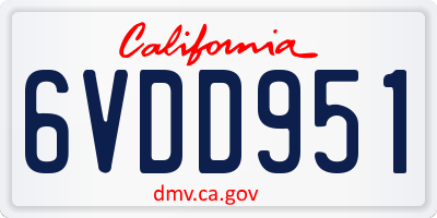 CA license plate 6VDD951