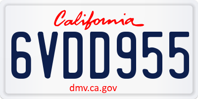 CA license plate 6VDD955