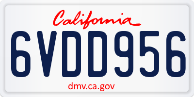 CA license plate 6VDD956