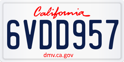 CA license plate 6VDD957