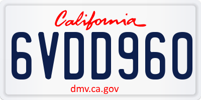 CA license plate 6VDD960