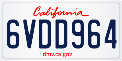 CA license plate 6VDD964