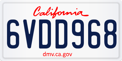 CA license plate 6VDD968