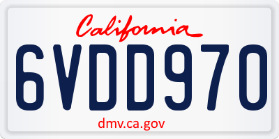 CA license plate 6VDD970