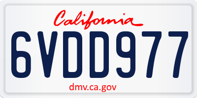 CA license plate 6VDD977