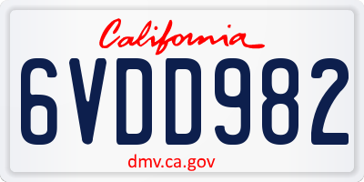 CA license plate 6VDD982