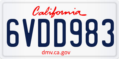 CA license plate 6VDD983