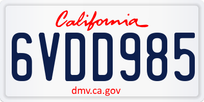 CA license plate 6VDD985