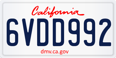 CA license plate 6VDD992