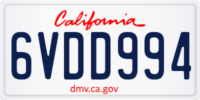 CA license plate 6VDD994