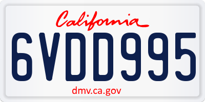 CA license plate 6VDD995