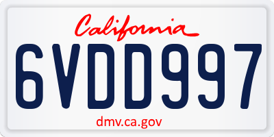 CA license plate 6VDD997