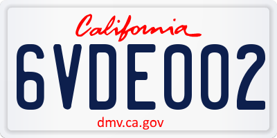 CA license plate 6VDE002