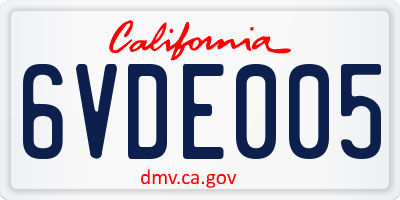 CA license plate 6VDE005