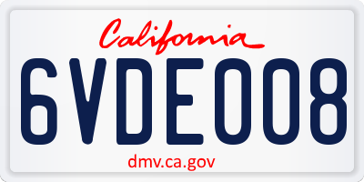CA license plate 6VDE008