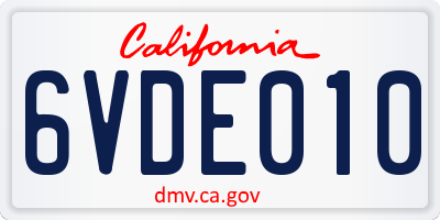 CA license plate 6VDE010