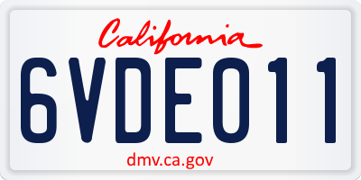 CA license plate 6VDE011