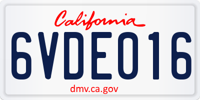 CA license plate 6VDE016