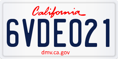 CA license plate 6VDE021