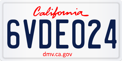 CA license plate 6VDE024