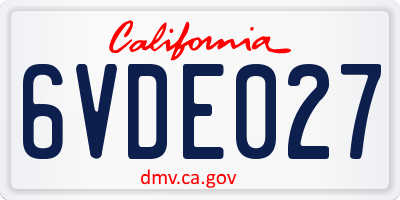CA license plate 6VDE027
