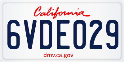 CA license plate 6VDE029