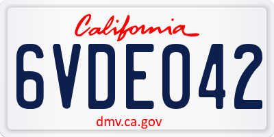 CA license plate 6VDE042
