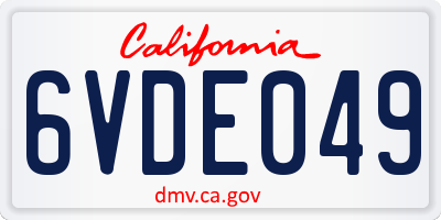 CA license plate 6VDE049